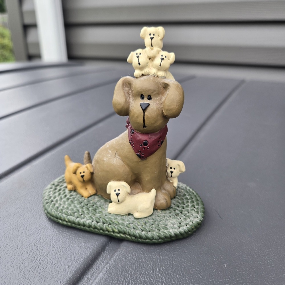 Blossom Bucket Suzi Skoglund Mother Dog And Puppies Resin Figurine